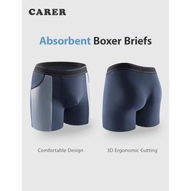 CARER Healthcare Incontinence Pregnancy Carer 2 Pack Bamboo Men's Incontinence Boxer Briefs Lightweight Breathable Incontinence Pants for Men with 100 ML Absorbent Pad Prevents Bladder Leaks Designed for Mild Incontinence Black & Blue XXL