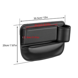 PHMING Aufbewahrungsbox für Autositzlücken, Leder Autositz Lückenfüller Veranstalter, 30 x 20 cm Auto Seitentasche Veranstalter, Schwarzes, für Schlüssel, Geldbörse, Wasserflasche