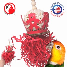 Sola Teddy Natural Foraging Chew Shred Foot Talon Bird Toys (Red)