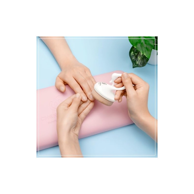 CHERIMOYA Brocha Quitapolvo Para Uñas Profesional Tapa Protectora-Blanco