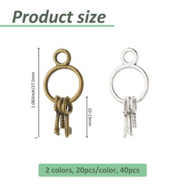 SUPERFINDINGS 40Pcs 2 Colors Antique Bronze & Antique Silver Key Charms Vintage Key String Pendants for House Warming Party Favor Key Charms Set for Gift Metal Ornaments