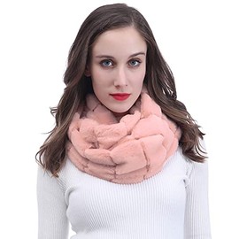 Lina & Lily Faux Fur Winter Double Loop Snood Scarf (Dusty Pink)