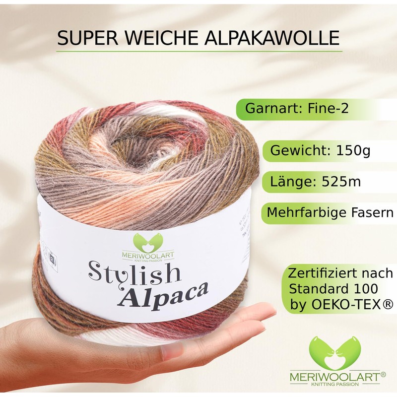 Stylish Alpaca Yarn - Soft Alpaca Wool Knitting Yarn -