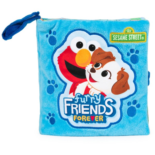 GUND Sesame Street Furry Friends Forever Soft Book, Premium Plush Sensory Toy for Ages 1 and Up, Blue, 6”