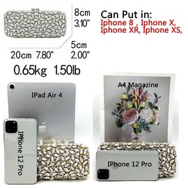 Boutique De FGG Women Golden Crystal Clutch Bag Minaudiere Box Handbag Party Prom Rhinestone Clutch Purse Wedding Bag, Mini