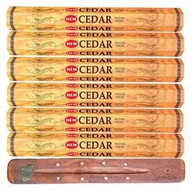 HEM Incense sticks CEDAR | Pack of 6 | with SAMASIA incense stick holder for Aromatherapy, Incense Spa, Yoga, Meditation, Healing, Spirituality and Relaxation