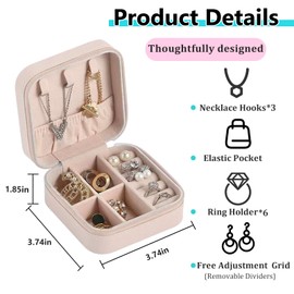 Navy Sugar Pink Panda Small Portable Jewellry Organizer Box Leather Small Jewelry Box|Travel Mini Jewelry Box Leather Jewellery Ring Organizer Case Storage Gift Box Girls Women