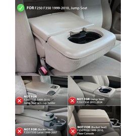 KBH Center Console Armrest Cover for Ford F250 F350 F450 1999-2010 & F550 2001-2005, Jump Seat Console, Middle Console Lid Protector, Arm Rest Cushion, Interior Accessories, Vinyl Leather, Dark Grey