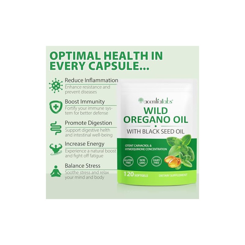 ISUNRISE Cápsulas Blandas De Aceite De Orégano, 2 En 1,