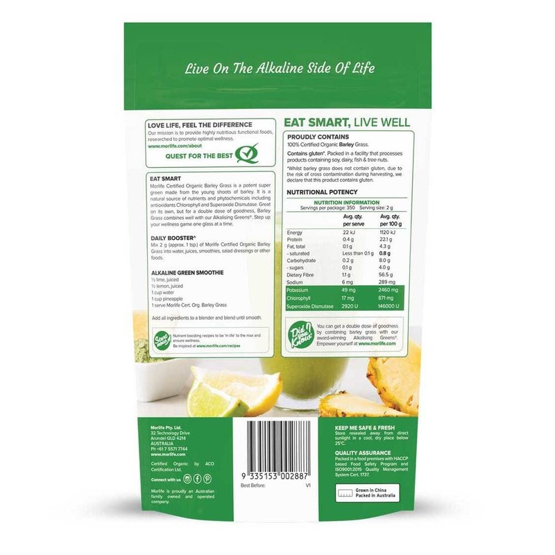 Morlife Certified Organic Barley Grass 700g