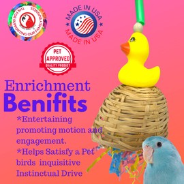 Bonka Bird Toys 3563 Dress Rubber Duck Small Medium Bird Toy Treat Basket Foraging Paper Chew Shred Cockatiel Parakeet Conures and Other Similar Birds
