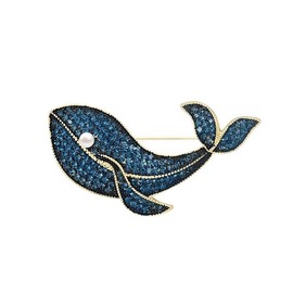 UNVAK Whale Brooches Blue Rhinestone Whale Brooch Pin Ocean Animal Jewelry Gift for Women Girls