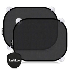 Asstikoo Sun Protection Car Baby UV Protection UPF50+, Car Window Sun Shade for Children GSM110+ Nylon, 45 x 35.5 cm Sun Visor Car Baby with 8 Suction Cups, Sun Visor for Side Window Pack of 2