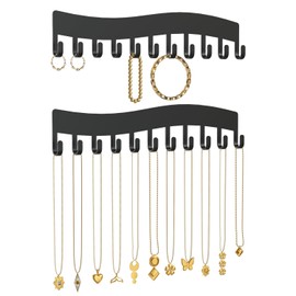 Chain Holder Jewellery Storage Wall - Robust Jewellery Organiser for Necklaces, Bracelets and Earrings - Wall Necklace Organiser Holder: Jewellery Hanging Storage Necklaces 2 Pieces Black