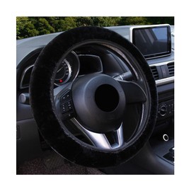 Augeny Fuzzy Car Steering Wheel Cover, Anti-Slip Soft Plush Steering Wheel Protector, 15 Inch Elastic Wheel Covers, Universal Vehicle Interior Winter Warm Accessories for Men Women (Black)
