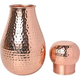 Bedside Water Carafe Made of Pure Copper for Ayurveda Health Benefits - Capacity - 1.6 Liter (54.10 US Fluid Ounce)