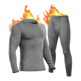 UNIQUEBLLA Long Johns Thermal Underwear Set for Men Thermal Base Layer Cold Weather Bottom Top Grey