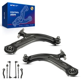 KAX Front Lower Control Arm w/Ball Joint + Inner Outer + Tie Rod End + Sway Bar Links for Ni-ss-an Sentra 2007 2008 2009 2010 2011 2012 Suspension Kit K620373 K620374 8PCS