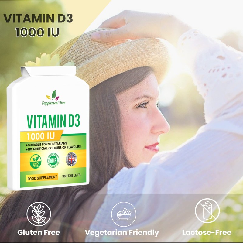 Vitamin D 1000IU 365 Vegetarian Tablets | Optimum Strength Cholecalciferol
