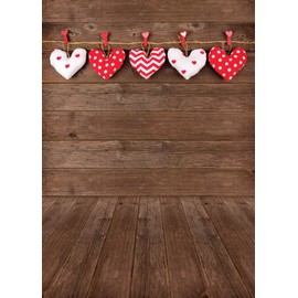 AIIKES Valentine's Day Backdrop - Brown Wooden Photography Backdrop for Baby Shower, Birthday Party Decor - 6x9ft