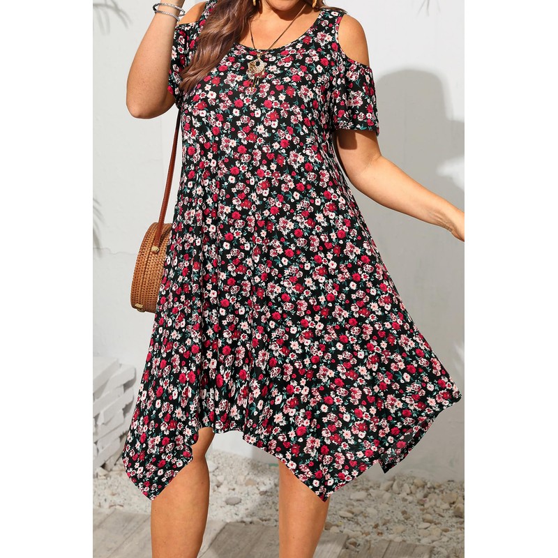 Plus Size Sundress Summer Floral Beach Casual Pocket Flowy Swing