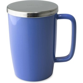 FORLIFE Dew Glossy Finish Brew-In-Mug with Basket Infuser & "Mirror" Stainless