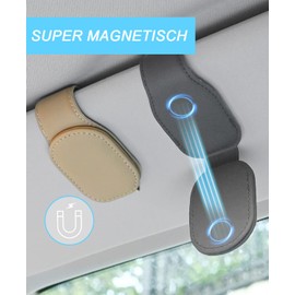RISAKOGO Glasses Holder for Car, 2 Universal Sunglasses Holder, Car Leather Sunglasses Holder for Car Sun Visor (Grey)