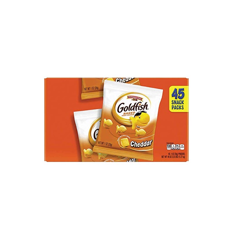 Pepperidge Farm 1051900 Goldfish Crackers, Cheddar, 1 oz Bag, 45/Carton