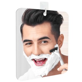 Shower Mirror Fogless for Shaving, Fogless Mirror for Shower with 1 Adhesive Hooks, Bathroom Shatterproof Shaving Mirror - for Men and Women (Silver)