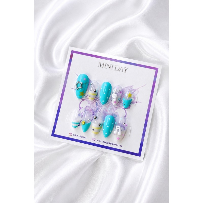 Star Melody Handmade Nail Tips - Short Almond / 스타