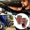 MGGMOKAY Fingerless Men's Half Finger Leather Drivers Gloves, Saddle.