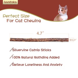 Luystoka Silvervine Sticks for Cats 10PCS, Silvervine & Matatabi Catnip Toys, Indoor Kitty Chew Sticks & Wand Toys for Bored Cats