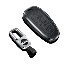 HIBEYO Smart Car Key Case Suitable for Hyundai Protective Leather Key Case Key Case Key Fob for Hyundai Sonata Tucson NX4 Key Case Car Remote Controls Black