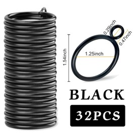 DIODUODA Shower Curtain Rings 32 Pcs Black Curtain Hooks for Drapes 1.5 Inch Inner Diameter Metal Drapery Ring with Eyelets, Drapery Rings Curtain Rod Hanging Rings
