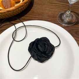 Vintage Floral Bridal Jewelry with Satin Rosettes, Rose Pearl Flower Choker Necklace, Adjustable White Pearl Choker Necklaces, Elegant Dainty Layered Chain for Women.