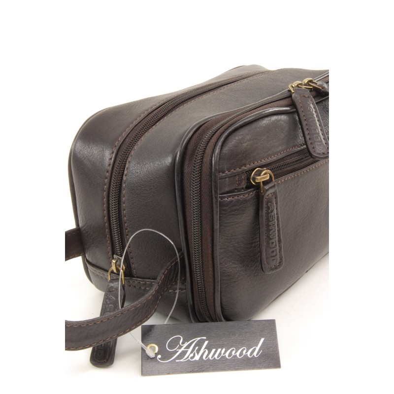 ASHWOOD - Men's Wash Bag/Shaving Bag/Travel Toiletry Bag - Genuine