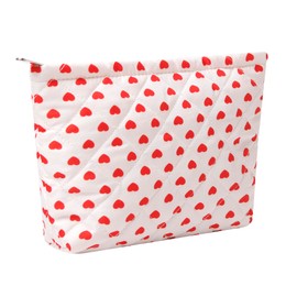 SURBEAV Makeup Bag Cute Cosmetic Bag for Women Girls Floral Coquette Aesthetic Toiletry Bag Travel Make Up Organizer Bag (Red heart)