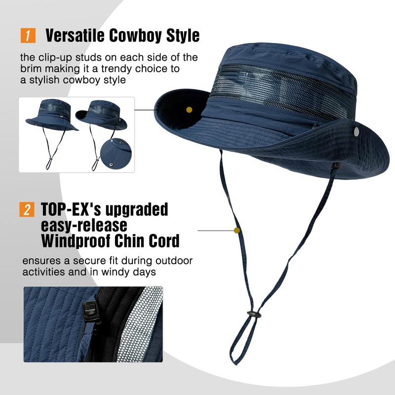 parte superior-EX L/XL/XXL impermeable UPF50 sombrero de ala ancha con