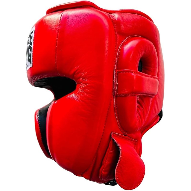 PRIZE RING "Professional SX" Genuine Leather Headgear Red (L)