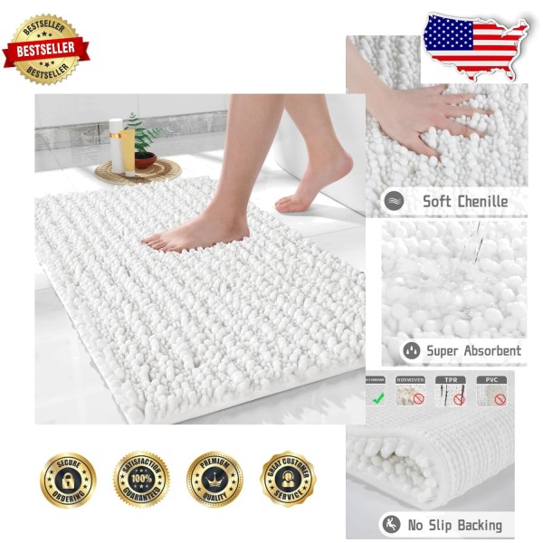 36.2 x 24 Soft Shag Bath Mat - Quick Dry,