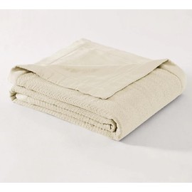 Royal Hotel Bedding 2-Ply Sheet Cotton Blanket, Soft Breathable Blanket 2-Ply Sheet Blankets Made from 100% Cotton, Cuddle Blankets for Bed Décor or Couch, Off White, King/Cal-King 106x92 Inches