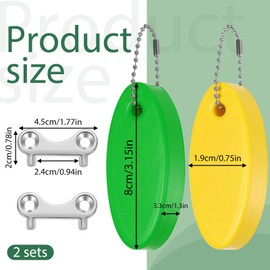 4 Pcs Boat Gas Cap Key, Waterproof Floating Keychain Stainless Steel Boat Key Float Boats Tools Boats Parts Spare Keys Replacement for Marine Water Gas Fuel Tank Deck Yacht (Silver,Yellow,Green)