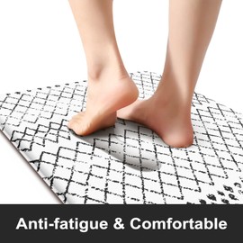 KIMODE Kitchen Mats 2PCS,Cushioned Anti Fatigue Kitchen Rugs and Mats,Non Skid Waterproof Kitchen Mats for Floor,Comfort Foam Standing Mat for Home, Office,Sink,Laundry,Desk,Black and White