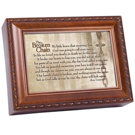 Cottage Garden Broken Chain Will Link Again Woodgrain Rope Trim Music Box Plays How Great Thou Art