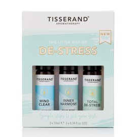 Tisserand Aromatherapy - The Little Box of De-Stress - Mind Clear, Inner Harmony, Total De-Stress - 100% Natural Pure Essential Oils - 3x10ml