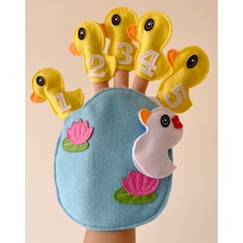 5 Little Ducks Nursery Rhyme Finger Puppet