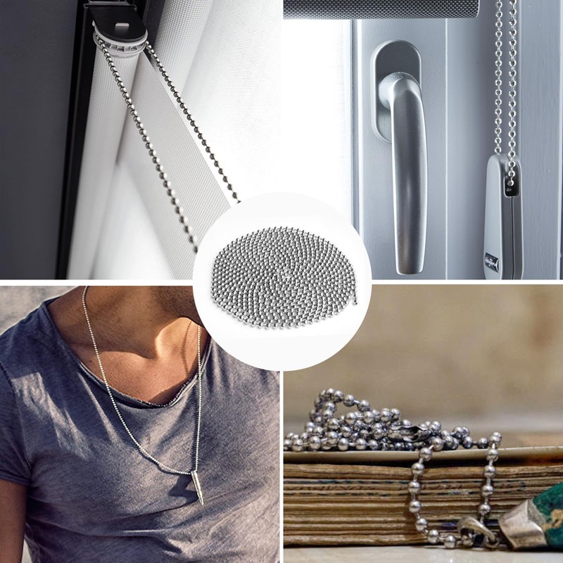 6 Meter/19.69 Feet Roller Blind Chain, 4.5mm Silver Vertical Blind