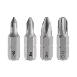 sourcing map 4pcs PH0/PH1/PH2/PH3 Phillips Screwdriver Bit 1/4" Hex Shank 25mm/1" Length Magnetic Cross Head S2 Steel Screw Driver Bit