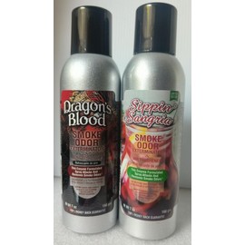 Smoke Odor Exterminator 198 gm/ 7 oz Large Spray Dragon's Blood Set of Two Cans. Assortment (2) Includes Dragon's Blood and Sippin Sangria.