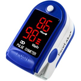 FaceLake ® FL400 Pulse Oximeter Fingertip with Carrying Case, Batteries, Lanyard, and Warranty (Blue)